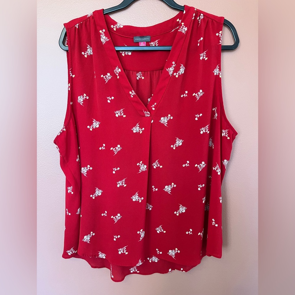 Vince Camuto Floral Print Sleeveless Tank Top Blouse